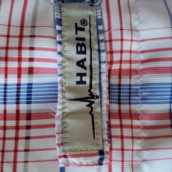 Habitat SS fishing shirt Red white blue plaid Small 40+solar factor - Picture 5 of 15